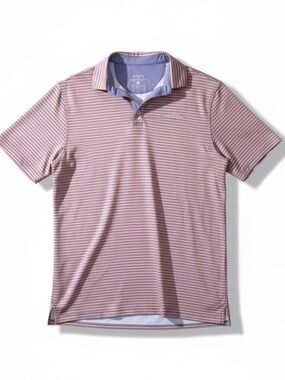Simply Southern Men’s Pastel Lavender and Coral Striped Polo